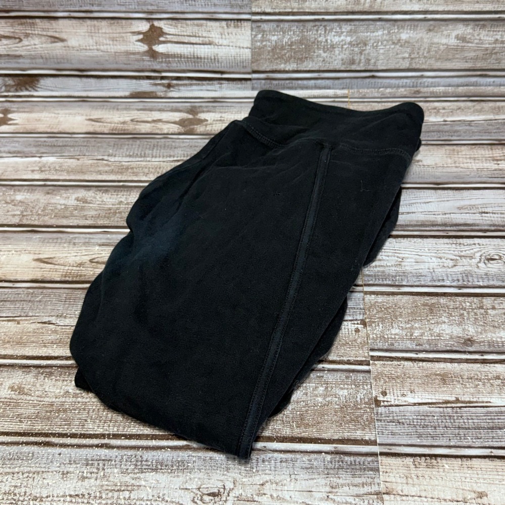 Athleta Cropped Leggings Womens Medium Black Ruched Hem Yoga Activewear‎